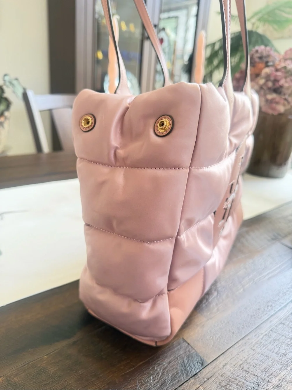 Tory Burch Blush Pink Quilted Logo Satchel